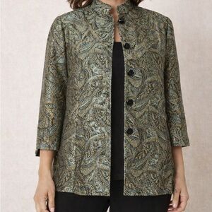Chico's Luxurious Aura Soren Metallic Jacquard Jacket Size 2 (12)